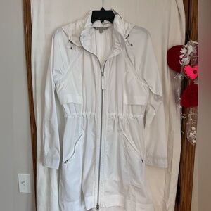 Athleta White Rain Coat With Hood Size S